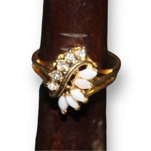 Rhinestone and opal ring